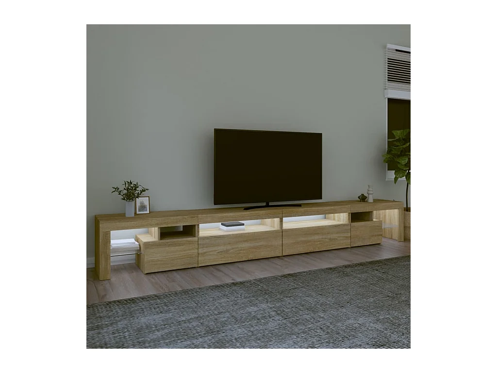 Mueble de TV | Mueble de salón con luces LED color roble Sonoma 290x36,5x40 cm