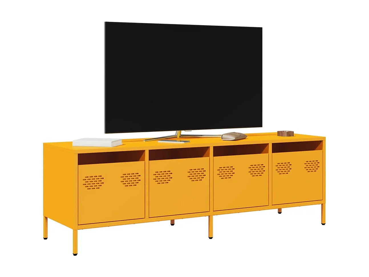 Tv-meubel | Tv-Bank | TV-kast135x39x43,5 cm koudgewalst staal mosterdgeel