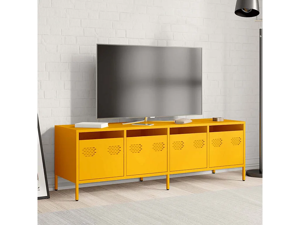 Tv-meubel | Tv-Bank | TV-kast135x39x43,5 cm koudgewalst staal mosterdgeel