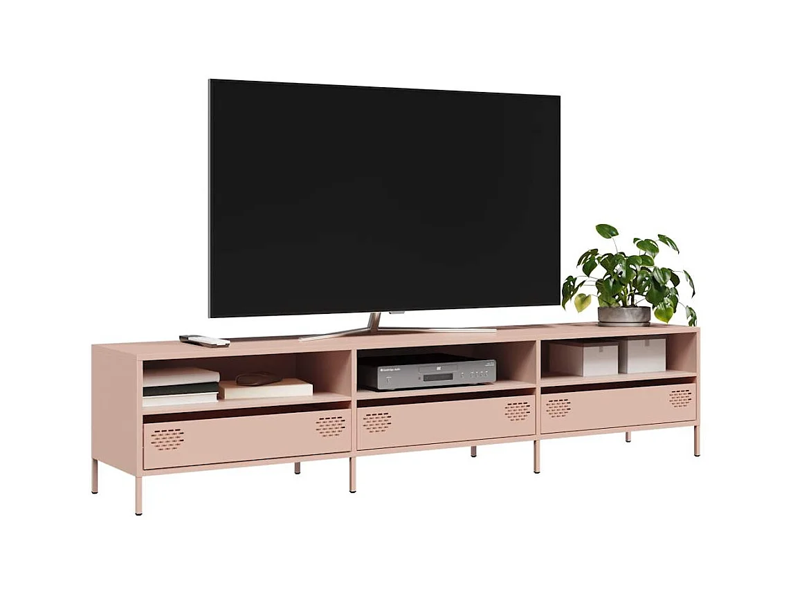 Mueble para TV  | Gabinete de TV |  Mueble de salón acero laminado en frío rosa 202x39x43,5 cm