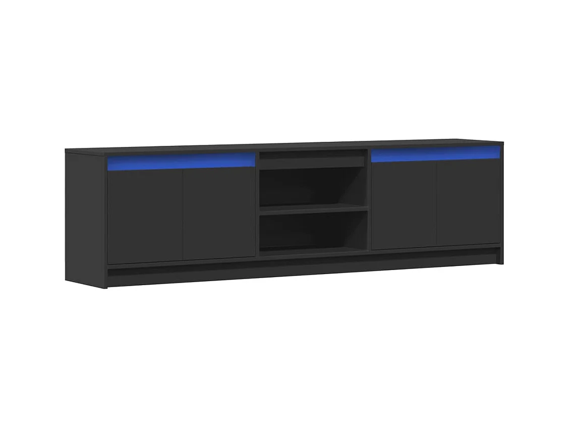 Mueble de TV | Mueble de salón con LED madera de ingeniería negro 180x34x50 cm