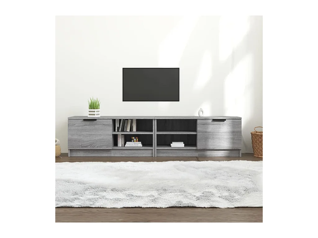 muebles para TV  | Gabinetes de TV |  Muebles de salón 2 uds contrachapado gris Sonoma 80x35x36,5 cm