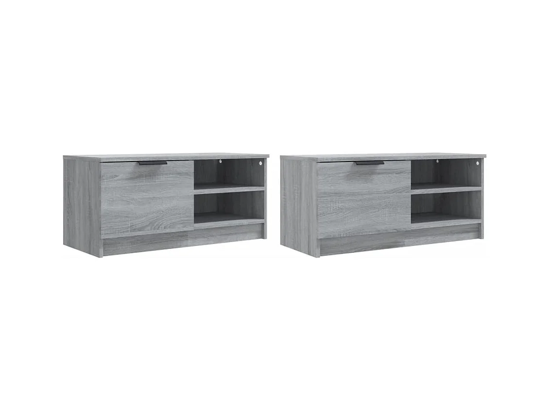 muebles para TV  | Gabinetes de TV |  Muebles de salón 2 uds contrachapado gris Sonoma 80x35x36,5 cm