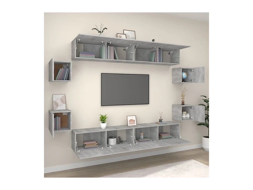 Ensemble de meubles TV | Bancs TV | Armoires TV 8 pcs Sonoma gris Bois d'ingénierie