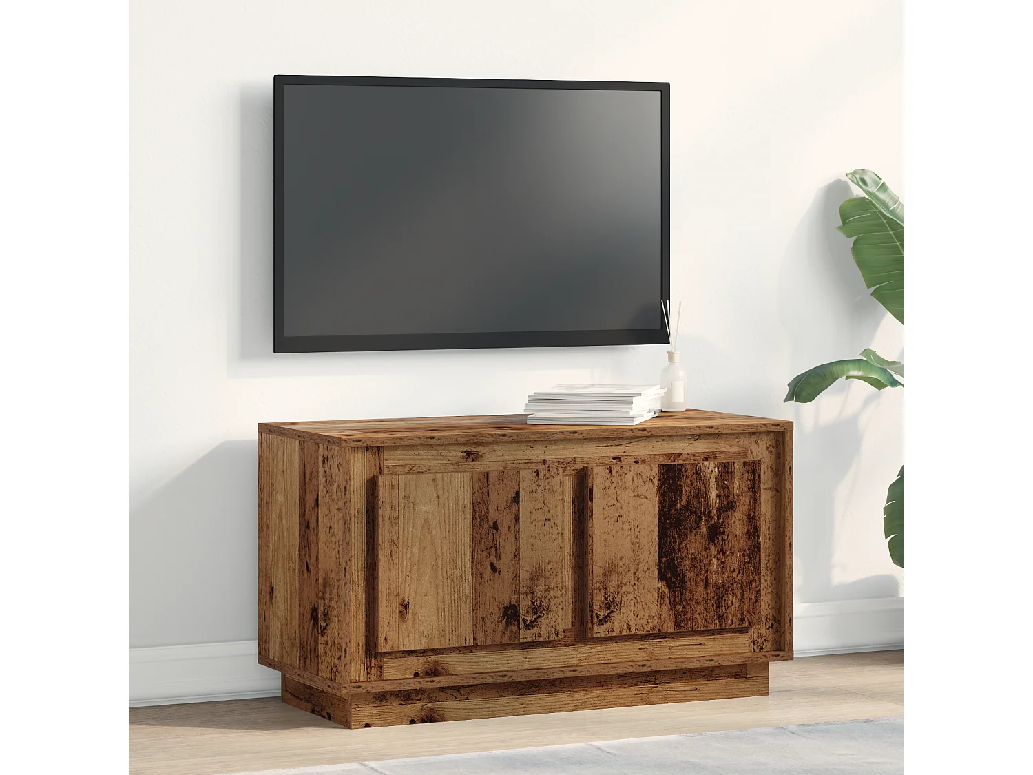 Meuble TV | Banc TV | Armoire TV en vieux bois 80x35x45 cm en bois aggloméré