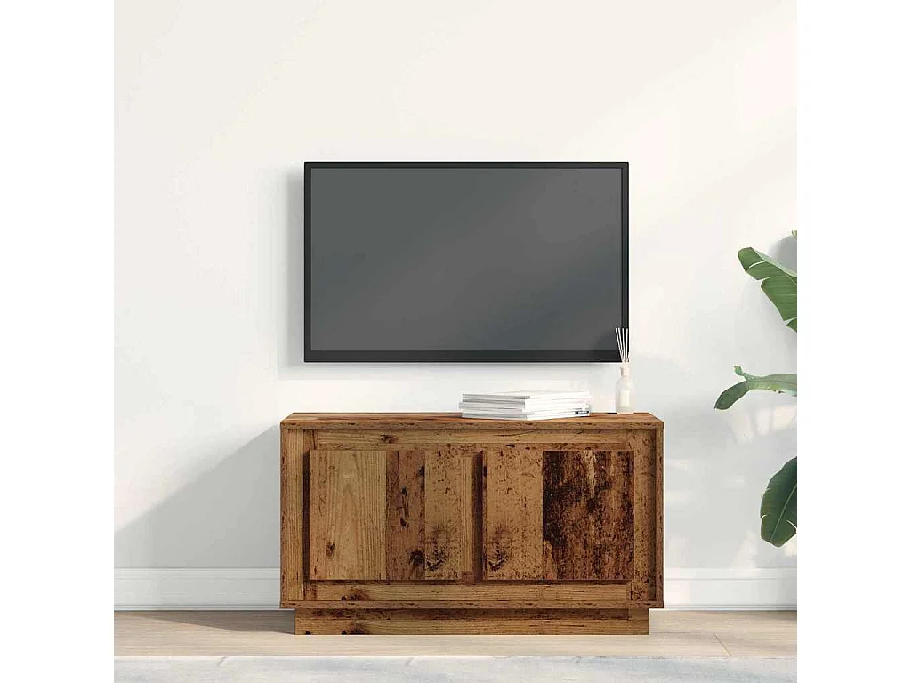 Meuble TV | Banc TV | Armoire TV en vieux bois 80x35x45 cm en bois aggloméré