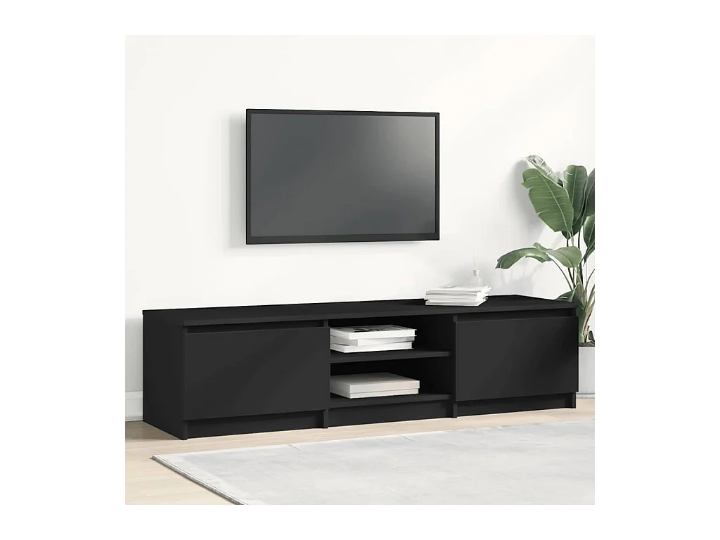 Mueble de TV | Mueble de salón madera contrachapada negro 140x40x35,5 cm