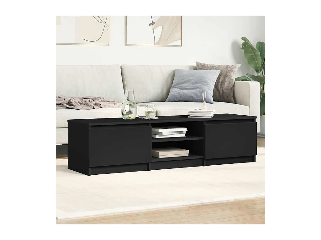 Mueble de TV | Mueble de salón madera contrachapada negro 140x40x35,5 cm