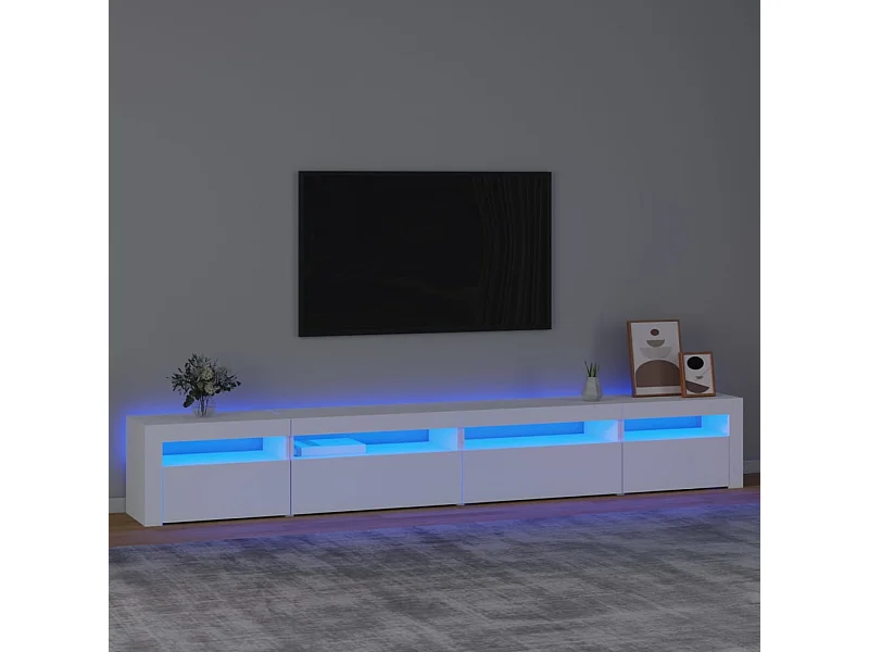 Mueble de TV | Mueble de salón con luces LED blanco 270x35x40 cm