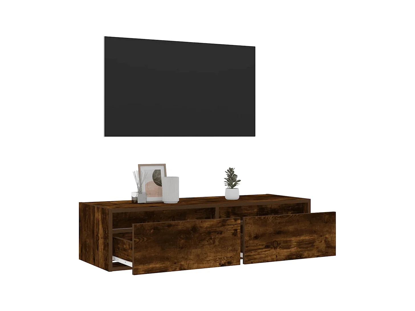 Mueble de TV | Mueble de salón con luces LED roble ahumado 100X35,5x25 cm