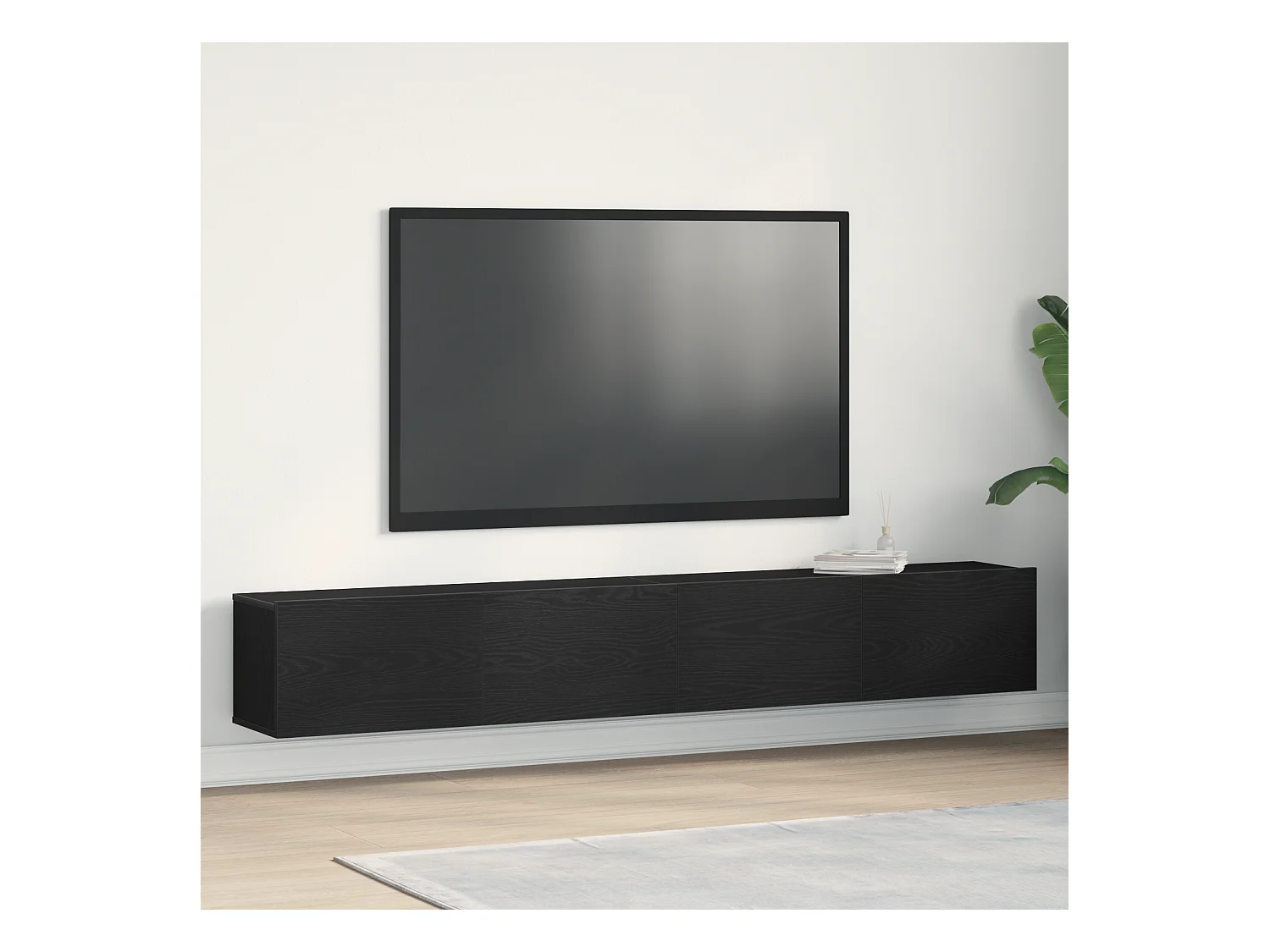 Meubles TV | Bancs TV | Armoires TV 2 pcs Chêne Noir 100x30x30 cm Bois d'ingénierie