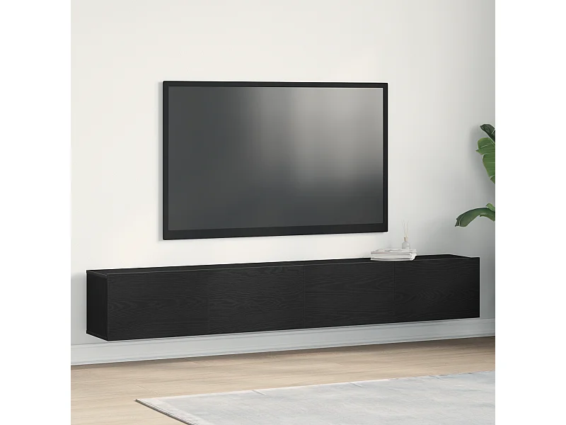 Meubles TV | Bancs TV | Armoires TV 2 pcs Chêne Noir 100x30x30 cm Bois d'ingénierie