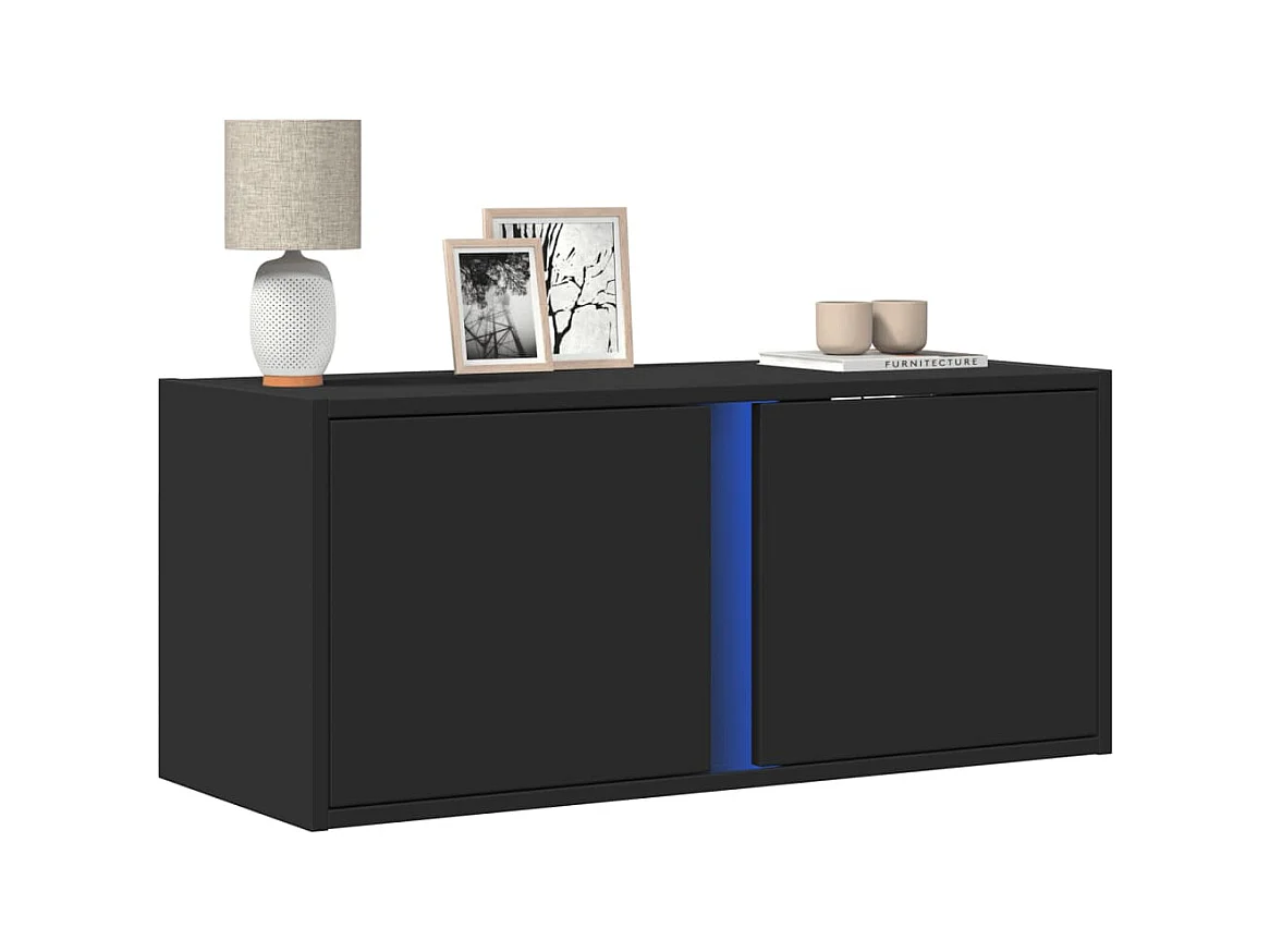 Tv-wandmeubel | TV-kast | Tv-Bank met LED-verlichting 80x31x35 cm zwart