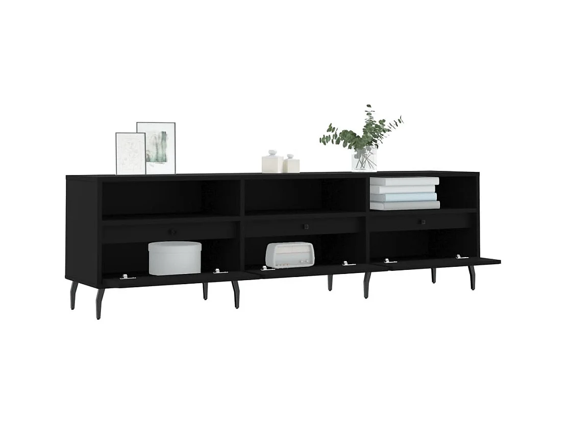 Mueble de TV | Mueble de salón madera contrachapada negro 150x30x44,5 cm
