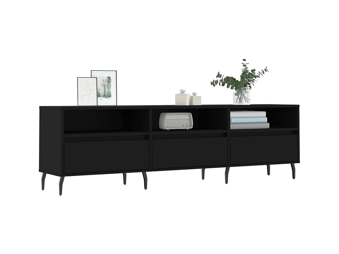 Mueble de TV | Mueble de salón madera contrachapada negro 150x30x44,5 cm