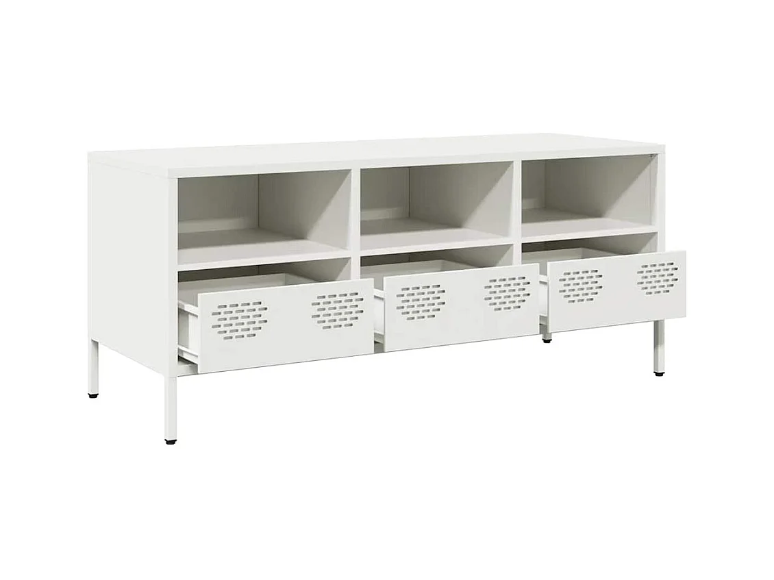 Mueble para TV  | Gabinete de TV |  Mueble de salón acero laminado en frío blanco 101,5x39x43,5 cm