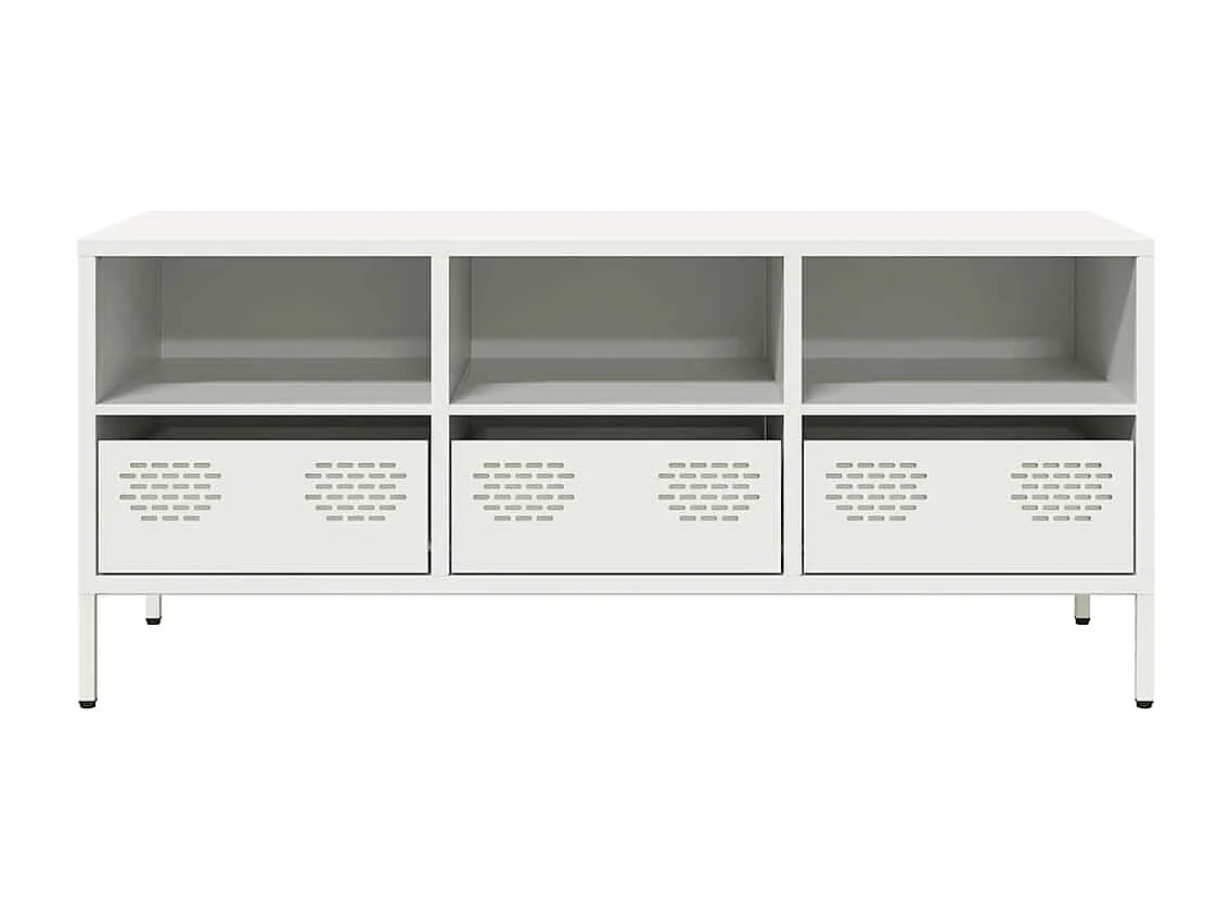 Meuble TV | Banc TV | Armoire TV blanc 101,5x39x43,5 cm acier laminé à froid