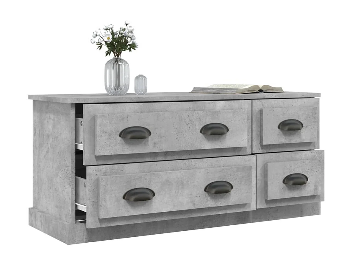 Mueble de TV | Mueble de salón madera contrachapada gris hormigón 100x35,5x45 cm