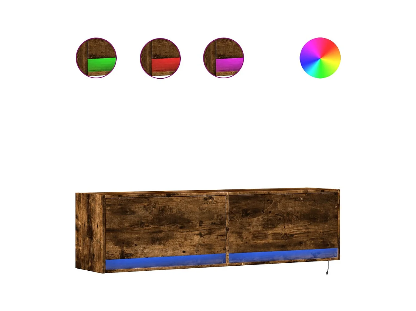 Tv-wandmeubel | TV-kast | Tv-Bank met LED-verlichting 140x31x38 cm gerookt eiken