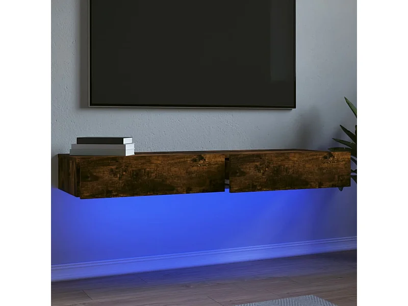 Muebles de TV | Gabinetes de TV |  Muebles de salón con luces LED 2 uds roble ahumado 60x35x15,5 cm
