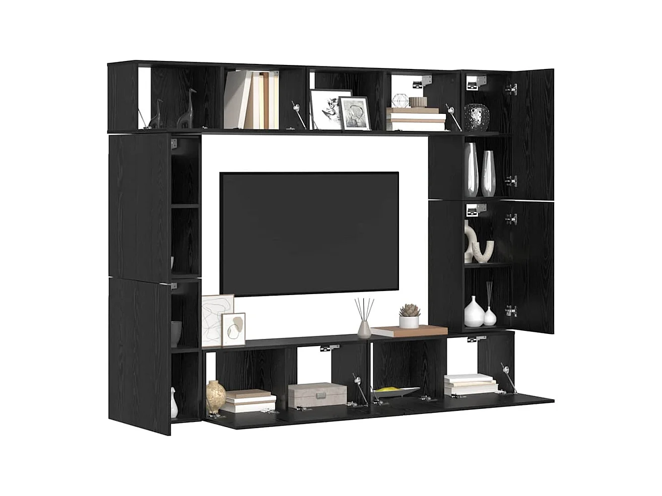 Conjunto de Mueble de TV | Mueble de salón 8 pcs Roble negro 80 x 30 x 30 cm