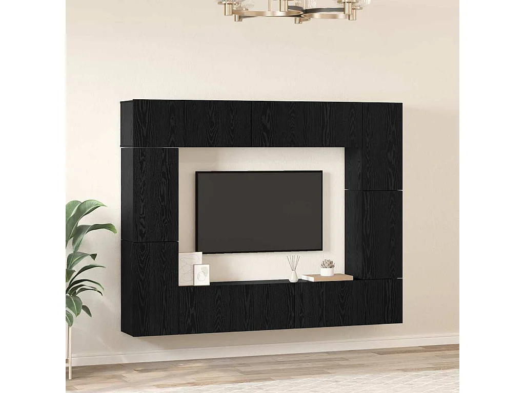 Ensemble meuble TV | Banc TV | Armoire TV 8 pcs Chêne Noir 80 x 30 x 30.5 cm