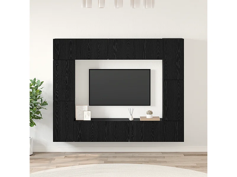Ensemble meuble TV | Banc TV | Armoire TV 8 pcs Chêne Noir 80 x 30 x 30.5 cm