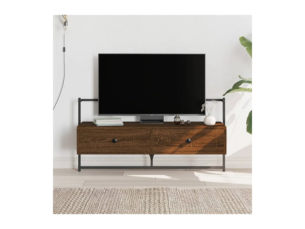 Mueble TV | Gabinete de TV | Mueble de salón de pared madera ingeniería marrón roble 100,5x30x51cm