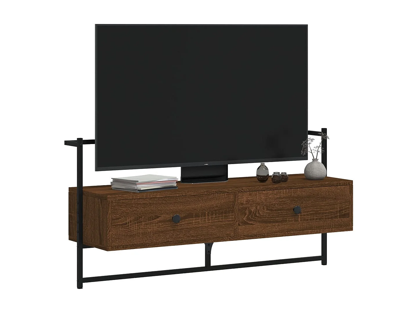 Mueble TV | Gabinete de TV | Mueble de salón de pared madera ingeniería marrón roble 100,5x30x51cm