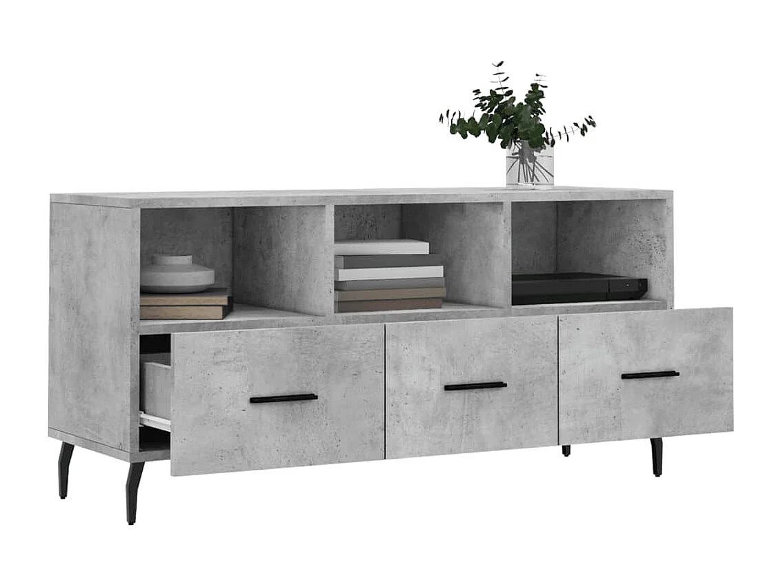 Meuble TV | Banc TV | Armoire TV gris béton 102x36x50 cm bois d'ingénierie