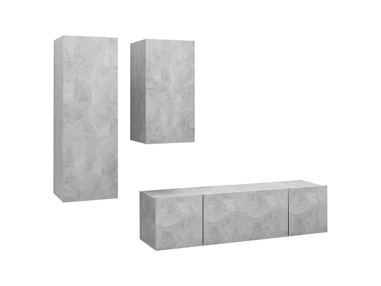 Set muebles de salón TV | Gabinetes de TV |  Muebles de TV 4 pzas madera ingeniería gris hormigón