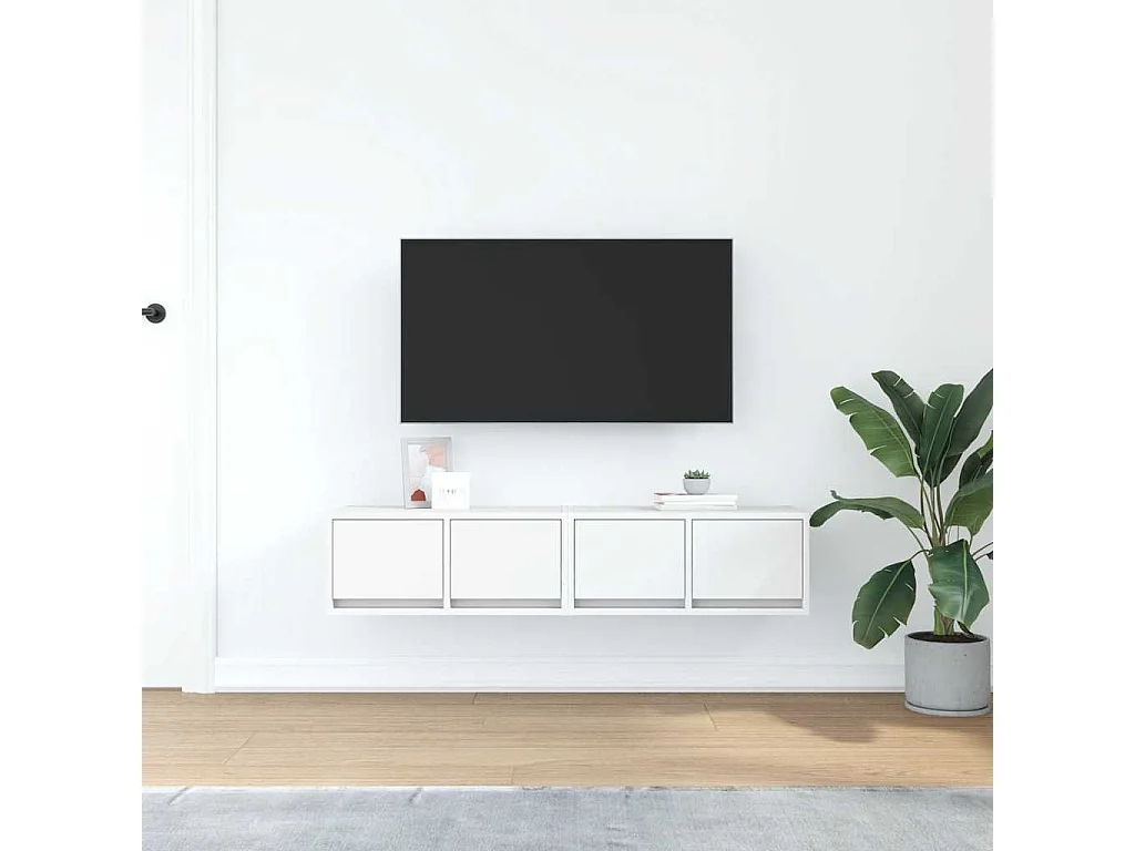 Meubles TV | Bancs TV | Armoires TV 2 pcs blanc 60x31x25,5 cm bois d'ingénierie