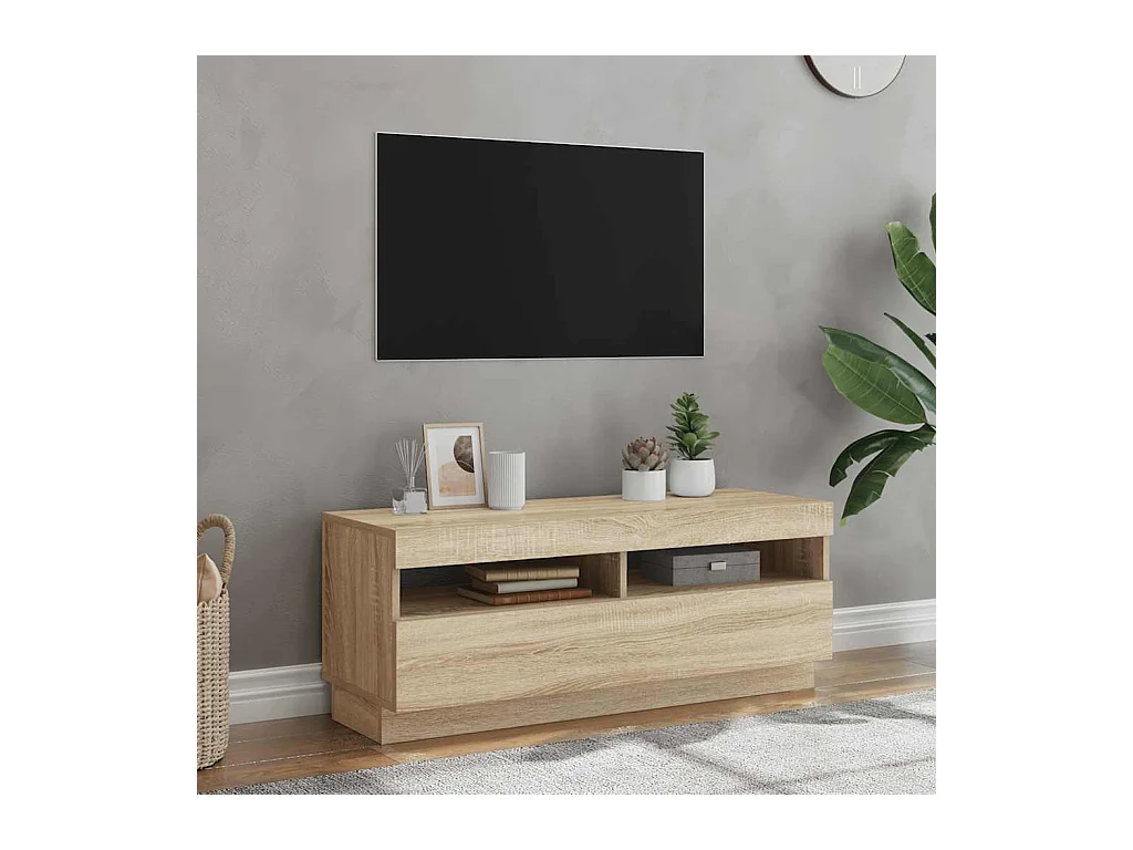Mueble de TV | Mueble de salón con luces LED roble Sonoma 100x35x40 cm