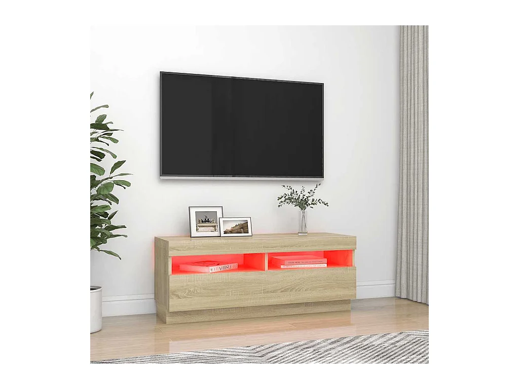Mueble de TV | Mueble de salón con luces LED roble Sonoma 100x35x40 cm