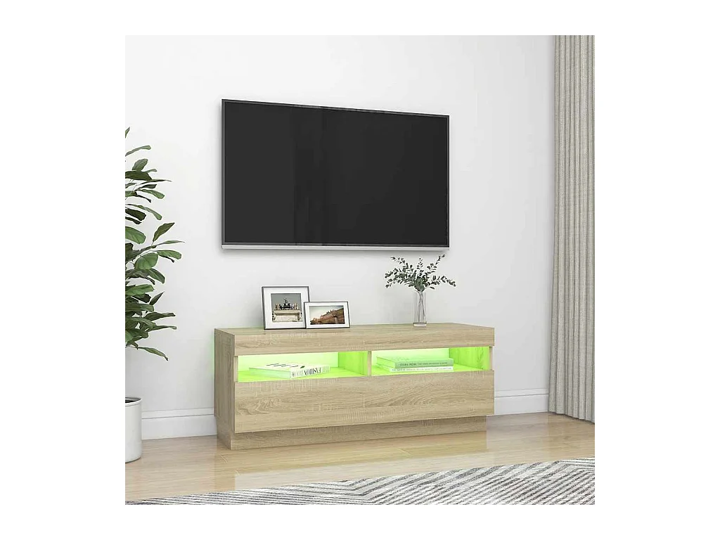 Mueble de TV | Mueble de salón con luces LED roble Sonoma 100x35x40 cm