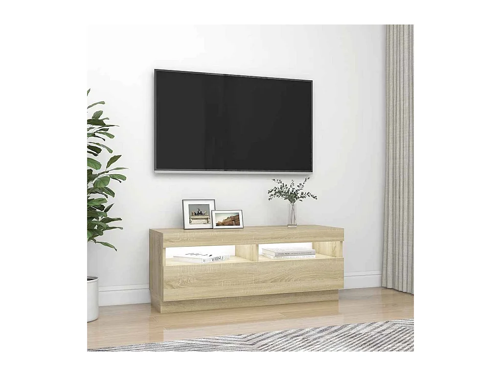 Mueble de TV | Mueble de salón con luces LED roble Sonoma 100x35x40 cm