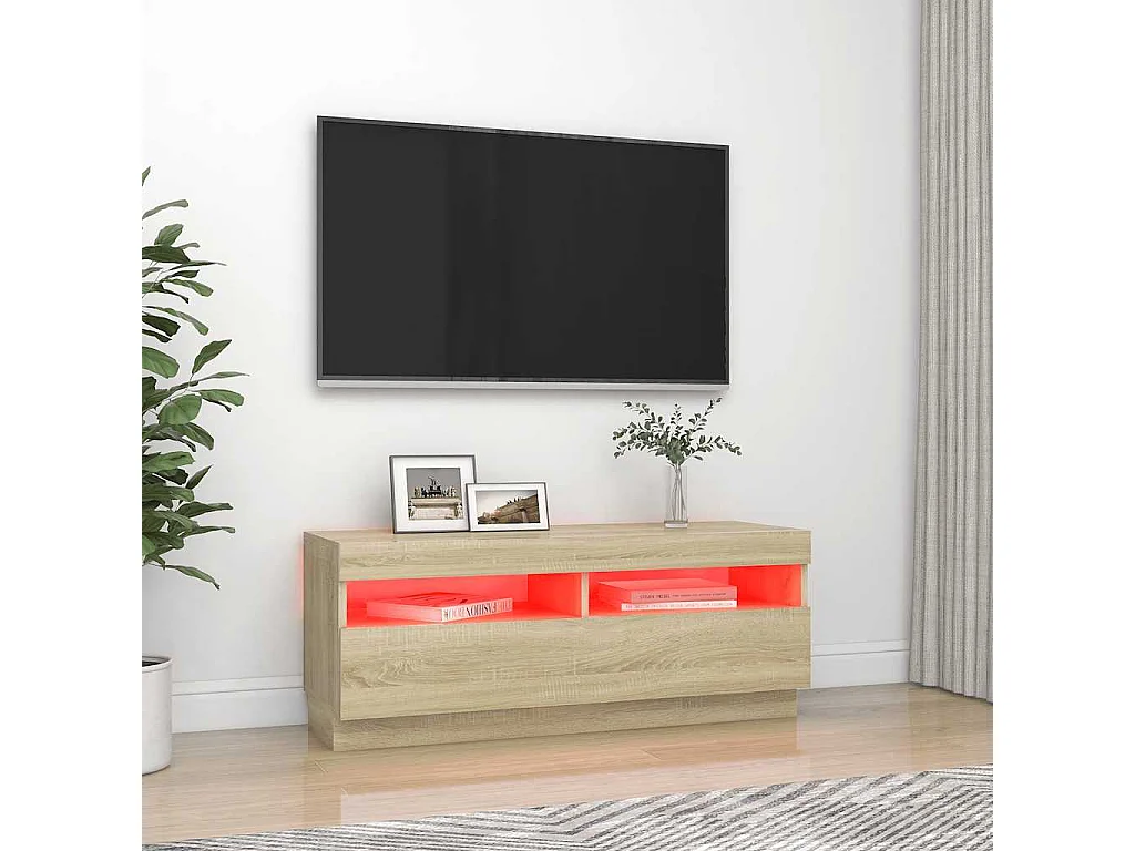 Meuble TV | Banc TV | Armoire TV avec lumières LED chêne sonoma 100x35x40 cm