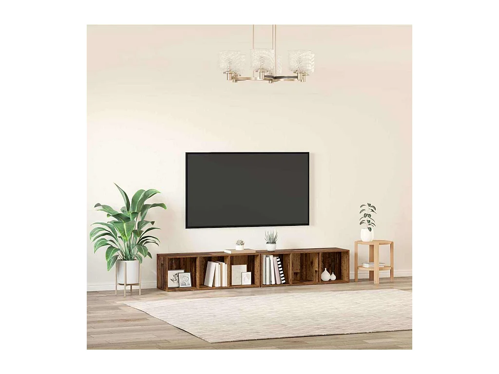 Conjunto de Mueble de TV | Mueble de salón Madera Vieja Madera contrachapada