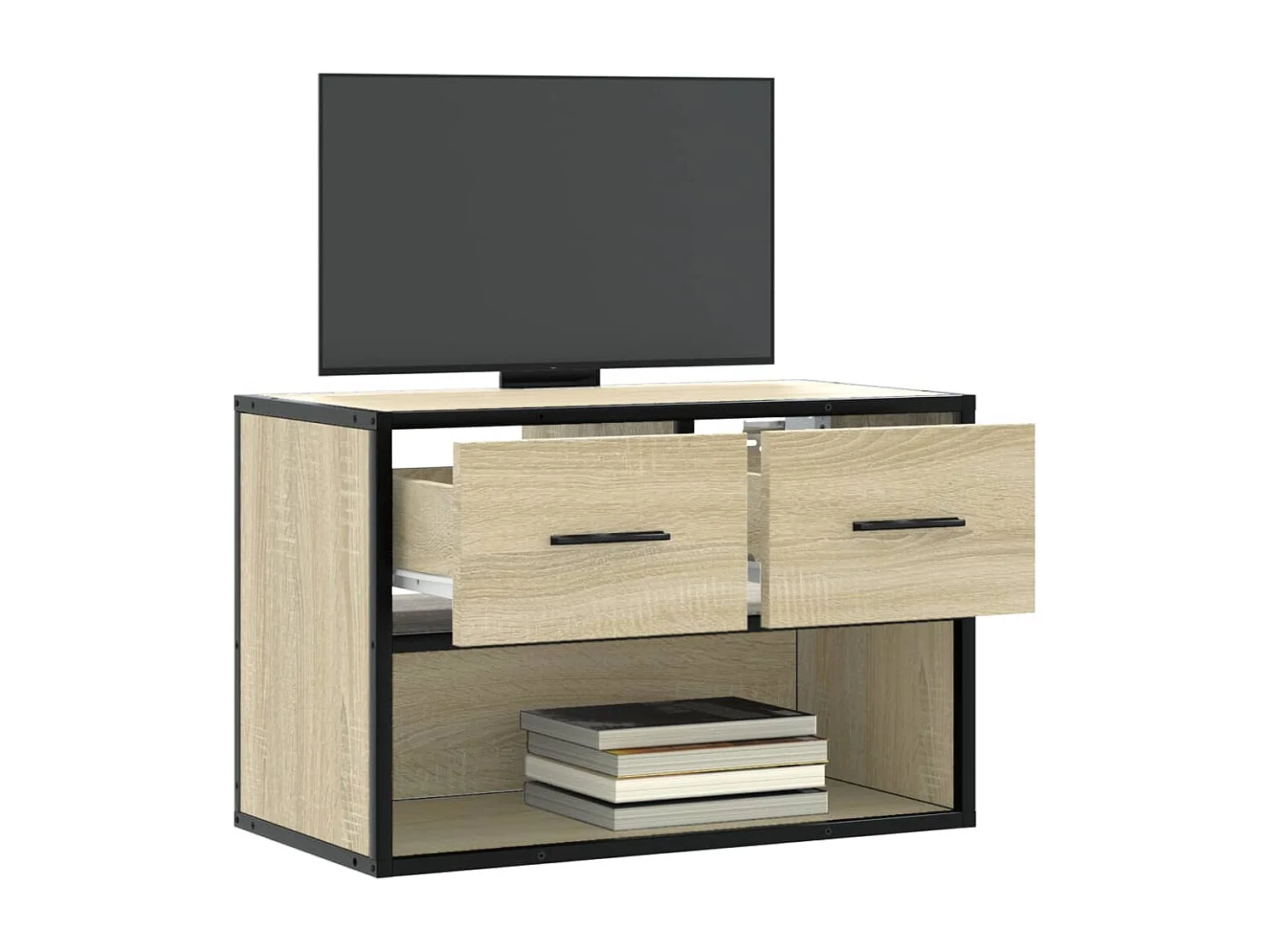 Tv-meubel | Tv-Bank | TV-kast60x31x39,5 cm bewerkt hout metaal sonoma eikenkleurig