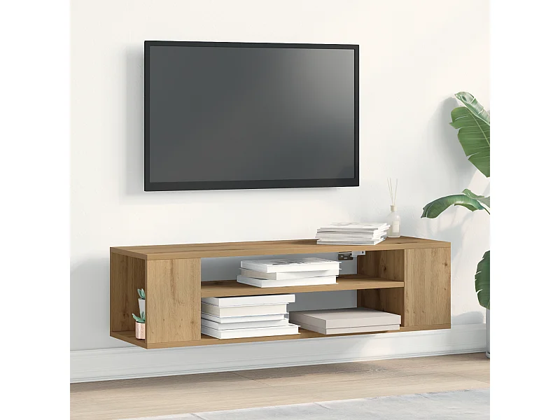 Wandtv-kast Artisan Eiken 100x30x26,5 cm Gebrand Hout