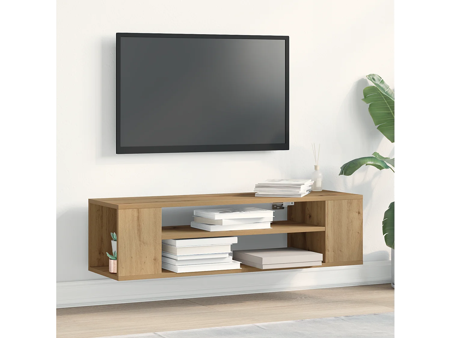 Wandtv-kast Artisan Eiken 100x30x26,5 cm Gebrand Hout