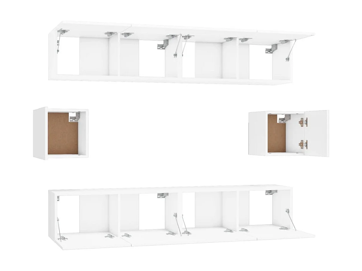 Set de muebles para TV  | Gabinetes de TV |  Muebles de salón 6 piezas madera contrachapada blanco