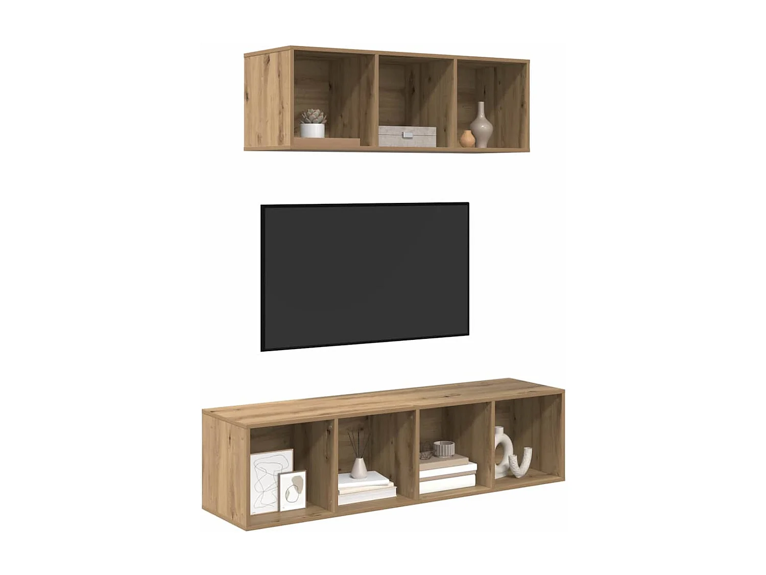 TV-kast | Tv-meubel | Tv-Bank set 2 pcs artisanaal eikenkleurig 37 x 37 x 142.5 cm