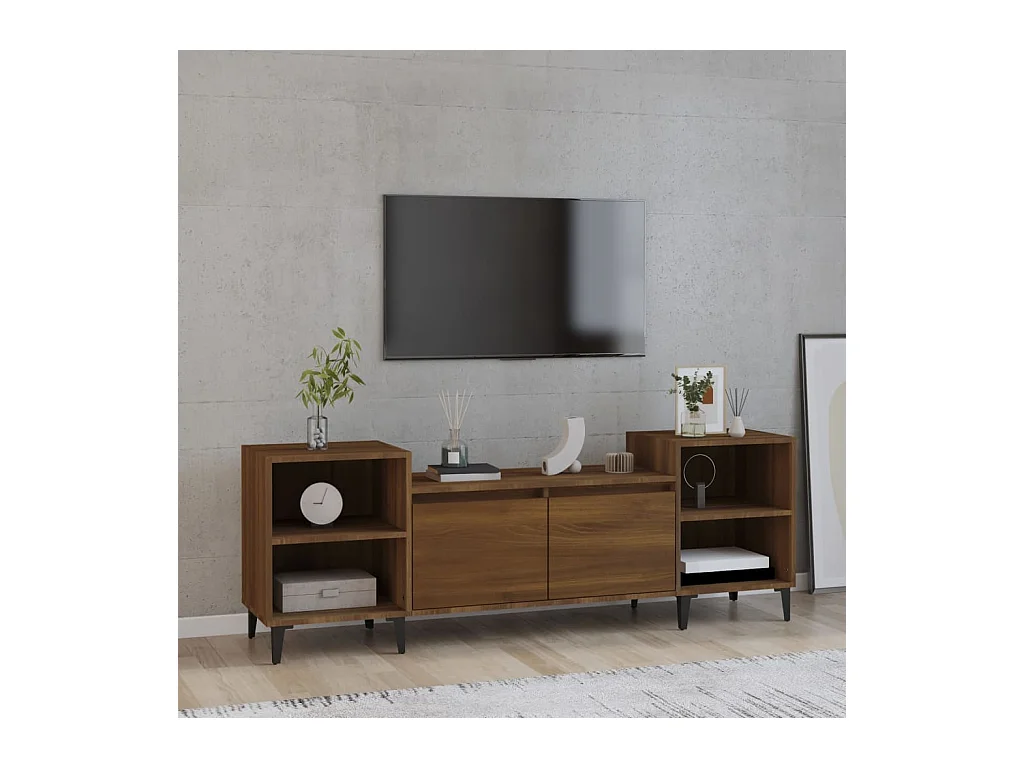 Mueble para TV  | Gabinete de TV |  Mueble de salón madera contrachapada marrón roble 160x35x55 cm