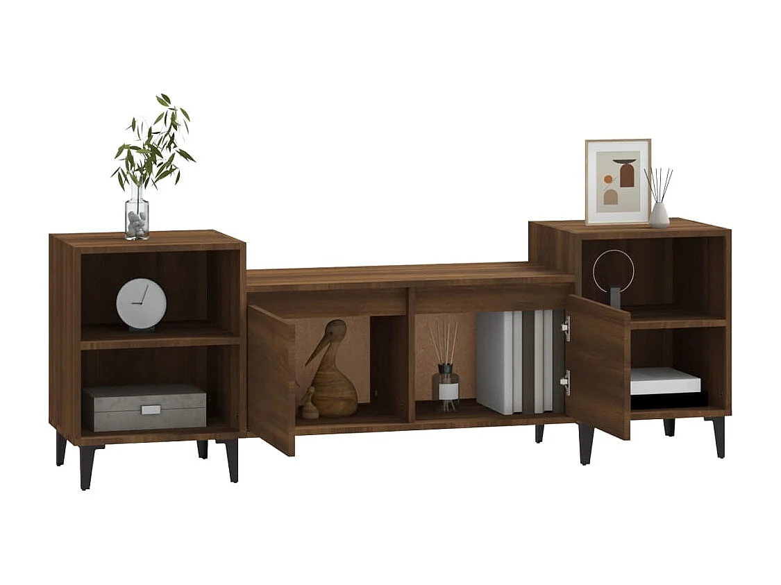 Mueble para TV  | Gabinete de TV |  Mueble de salón madera contrachapada marrón roble 160x35x55 cm