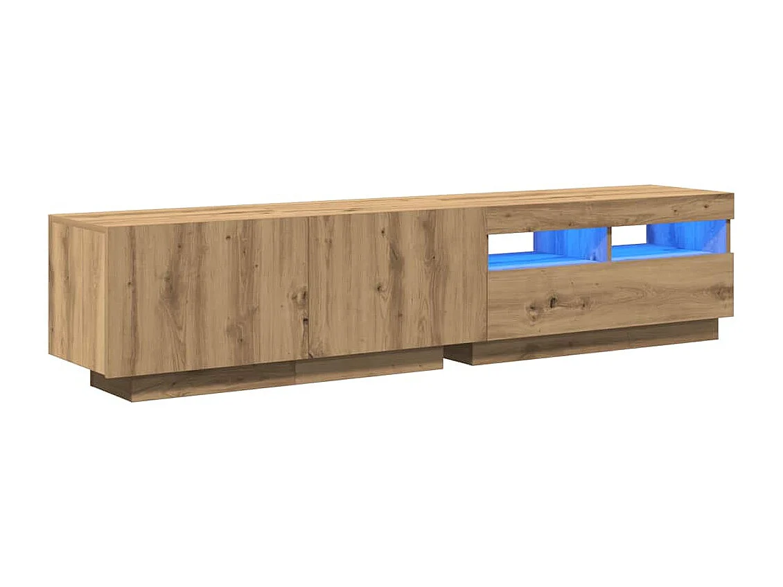 Meuble TV | Banc TV | Armoire TV avec lumières LED chêne artisanal bois d'ingénierie
