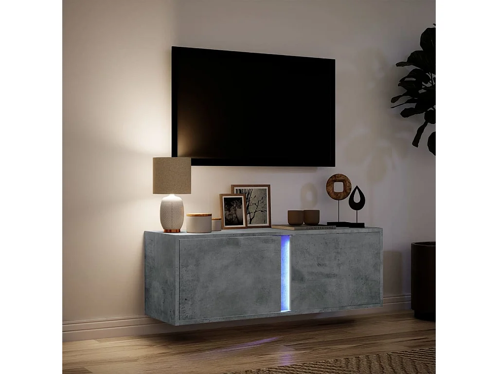 Tv-wandmeubel | TV-kast | Tv-Bank met LED-verlichting 100x31x35 cm betongrijs