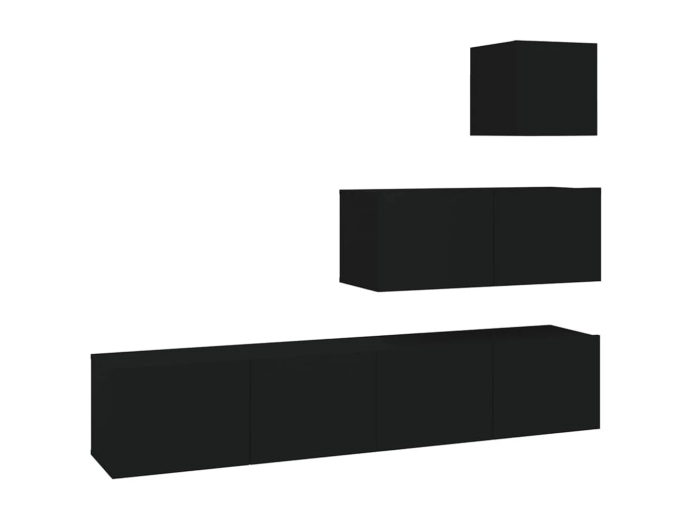 Set de muebles para TV  | Gabinetes de TV |  Muebles de salón 4 piezas madera contrachapada negro