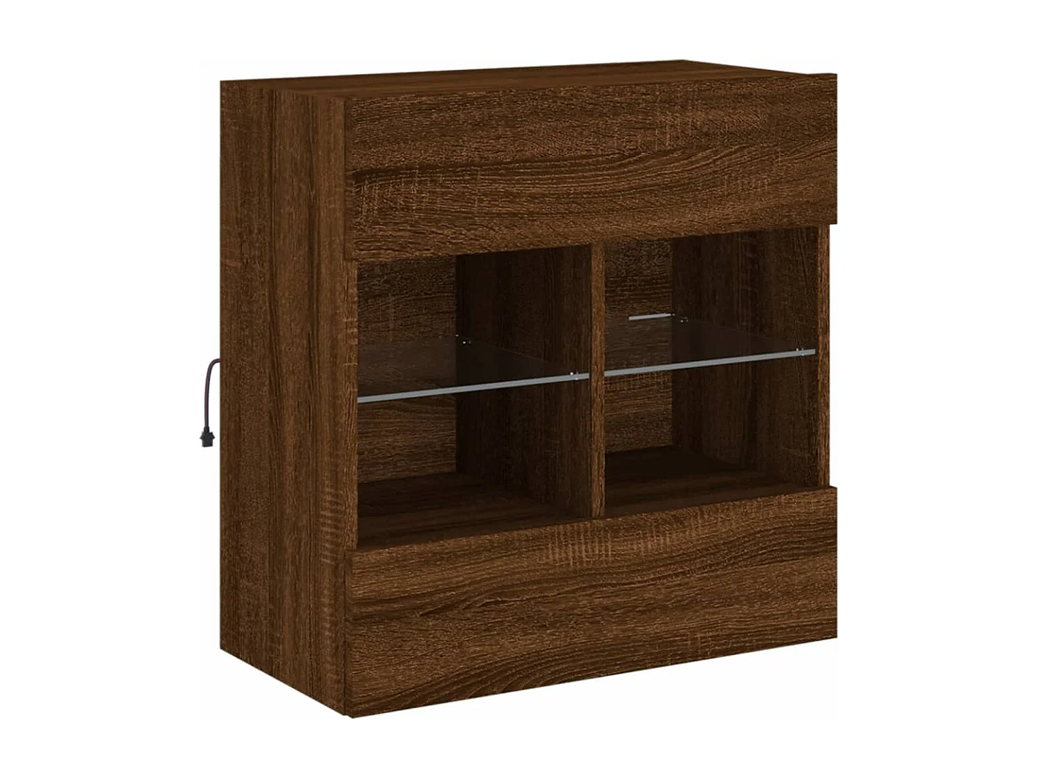 Mueble TV | Gabinete de TV | Mueble de salón de pared con luces LED roble marrón 58,5x30x60,5 cm