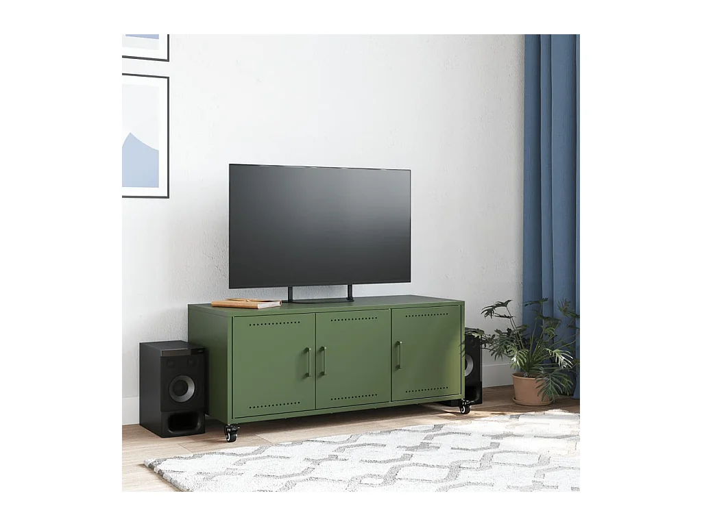Tv-meubel | Tv-Bank | TV-kast100,5x39x43,5 cm staal olijfgroen